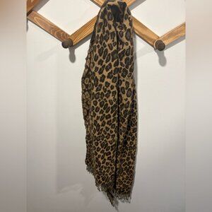 Coach leopard print scarf with logo name detail throughout
